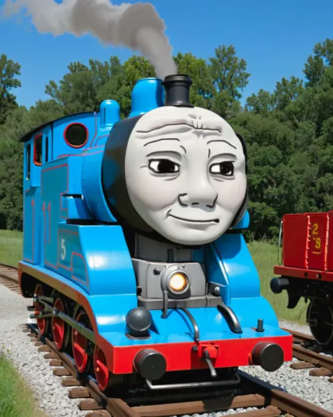 thomas the train engine <lora:wojak_SDXL:1>