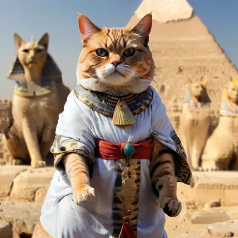 (full body), (((fat cat))), (fat cat in Egyptian robes, pharaoh cat, on the background of the pyramids), hyper-detailed, hyper-realism, sharp shot, cinematic, background action-packed, <lora:xl_more_art-full_v1:1>, <lora:lit:0.5>, effect bokeh