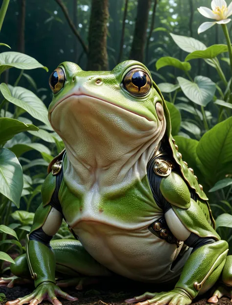 (close up:1.2), a hyperdetailed hyperrealist maximalist beautiful 3D render of a macro frog Flora Addict a detailed matte painting by Andreas Rocha and John Howe and Wojtek Fus, anthropomorphic cyborg and robot reptile, maximalist, dutch angle, an image of immaculate quality and with stunning detail in high definition 8K and beyond <lora:XKSTDOv2-000024:0.1>