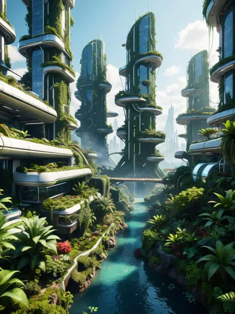 a futuristic eco city utopia, plants, buildings, vegetation, ambient, nature, landscape, nature, technology, trending on artstation, deviantart, octane render, unreal engine, high detail, high definiton, ultra realistic, hyper realistic, 4 k, hd, <lora:add-detail-xl:1>, <lora:xl_more_art-full_v1:0.75>