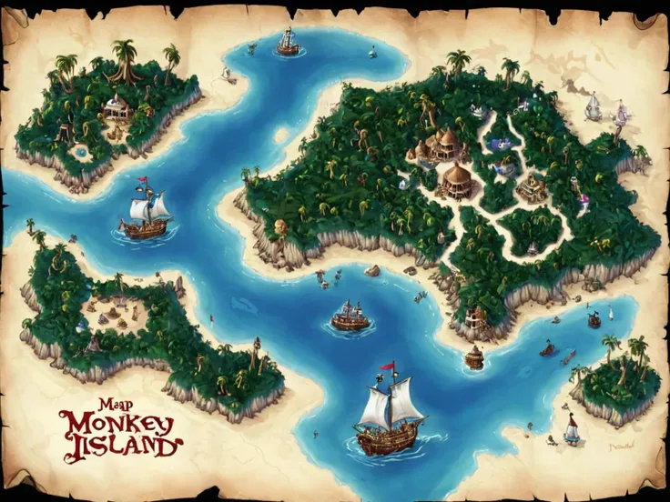 map of monkey island, game