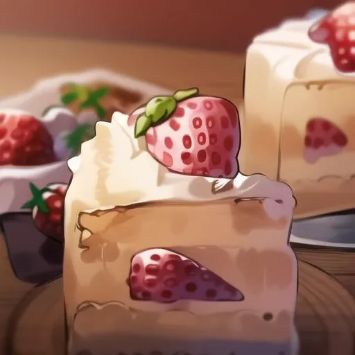 <lora:stylized foods:1> stylized foods, art by fod5tle, strawberry short cake