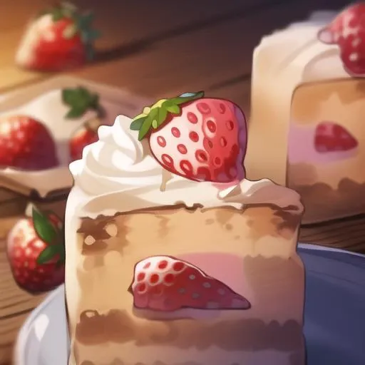 <lora:stylized foods:1> stylized foods, art by fod5tle, strawberry short cake