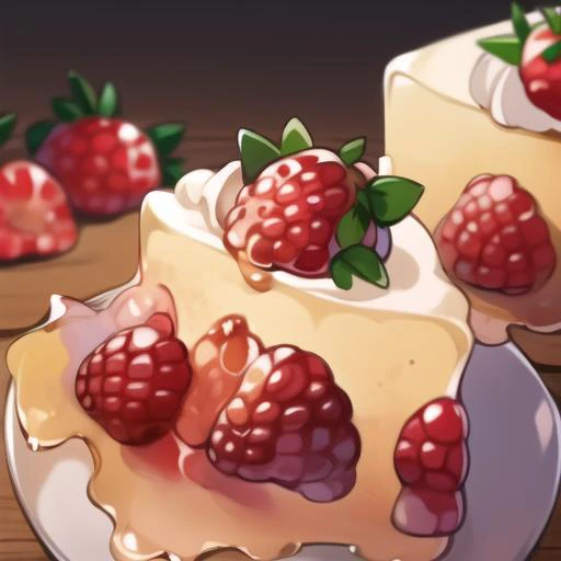 <lora:stylized foods:1> stylized foods, art by fod5tle, strawberry short cake