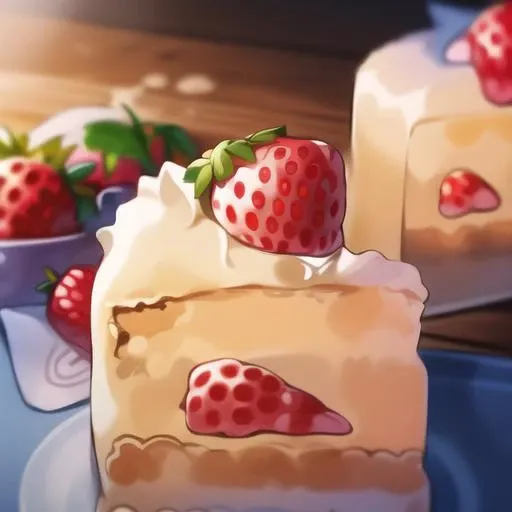 <lora:stylized foods:1> stylized foods, art by fod5tle, strawberry short cake