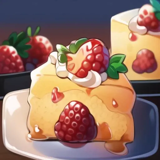 <lora:stylized foods:1> stylized foods, art by fod5tle, strawberry short cake