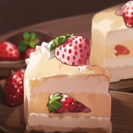 <lora:stylized foods:1> stylized foods, art by fod5tle, strawberry short cake