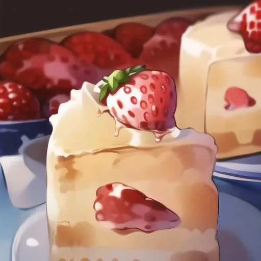 <lora:stylized foods:1> stylized foods, art by fod5tle, strawberry short cake