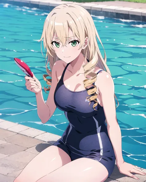 <lora:Miura-Yumiko-LORA-07:0.8>,miura yumiko,1girl,solo,masterpiece,best quality,green eyes,blonde hair,drill hair,yahari ore no seishun lovecome wa machigatteiru.,(official art:1.2),swimsuit,