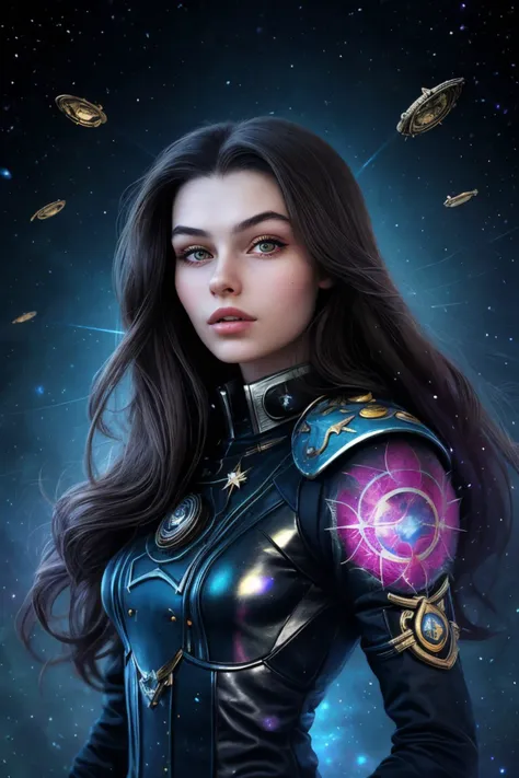 <lora:sd15_KadritskayaBogdasha_v1.0:.9> KadritskayaBogdasha, portrait, solo, upper body, looking at viewer, detailed background, detailed face, (warhammer 40k theme:1.1) astral mage, star sign, horoscope, dynamic pose, calm, sagittarius, esoteric geometric patterns, celestial , cosmic light, aura, shine, consciousness, floating particles, cosmic dust, cosmic space background, ethereal atmosphere,