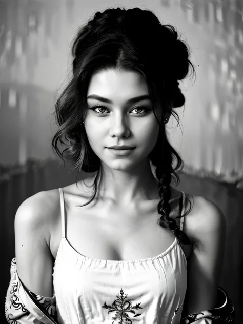 (baroque style, ornate, platinum, dramatic, highly detailed:1.15), (eye level, headshot:1.2) <lora:sd15_KadritskayaBogdasha_v1.0:.9> KadritskayaBogdasha, smiling, she is wearing tuxedo , her hair is styled as fishtail messy bun, BREAK she is (standing in the middle of Stone Henge:1.1), light beams streaming through haze, 50mm ,dreamy haze,(Ilford HP5 Plus:1.6) , in the style of Walker Evans