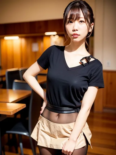 (photorealistic:1.6),photorealistic,octane render,(hyperrealistic:1.2), (photorealistic face:1.2), (8k), (4k), (Masterpiece),(realistic skin texture), (illustration, cinematic lighting,wallpaper),( beautiful eyes:1.2),(cute),(standing), maid cafe, resturant, 1girl, natural skin texture, realistic eye and face details, full lips, fluffy short hair, beautiful legs, tall female, skinny, slim_legs, 1girl, skirt, pantyhose, high heels,, <lora:aimi_lora:0.8>, (emotionless:1.2)
