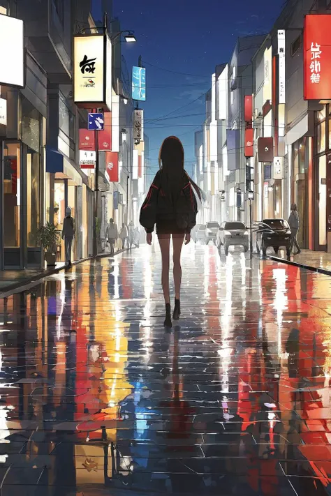 masterpiece,best quality,ultra detailed,by kieed,(1girl:1.2),girl walking on street,facing viewer,female focus,