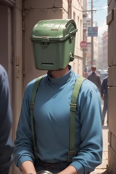 score_9, score_8_up, score_7_up, masterpiece, best quality, man_focus, <lora:Insert_Head_Here:1> object_head, h3ad,garbage can,no head,faceless,1man,