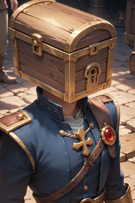 score_9, score_8_up, score_7_up, masterpiece, best quality, man_focus, <lora:Insert_Head_Here:1> object_head, h3ad,treasure chest,no head,faceless,1man,