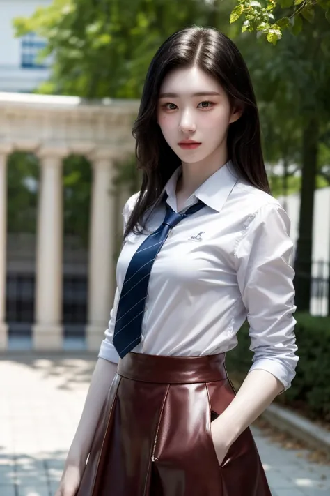 (realistic), (hyperrealism),best quality, masterpiece,ultra high res, (photorealistic:1.4),1girl,pale skin,skinny,(looking at viewer:2), <lora:add_detail:0.6>,outdoors,
<lora:makina69_chaeryeong_v1.0:1:FACES> , flared skirt, collared shirt,
cowboy shot,
