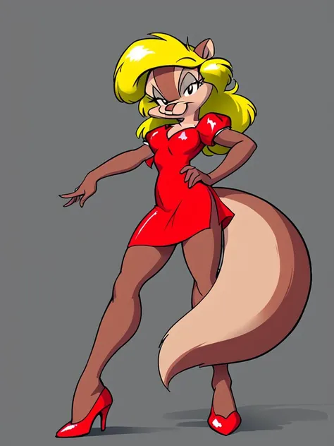 score_6_up, score_7_up, score_8_up, score_9, masterpiece, perfect face, perfect hands, high quality, <lora:Amy_Squirrel:1> amy squirrel, blonde hair, long hair, two tone fur, brown fur, furry female, red dress, high heels,