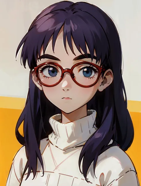 1girl, NinamoriV1, sweater, (red-framed_eyewear:0.8)  <lora:NinamoriV1-10:1>