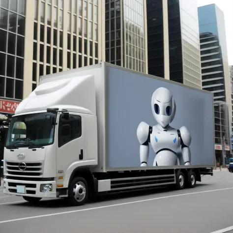 robot, <lora:ADtruck_v2:0.8> outdoors, motor vehicle, vehicle focus, building, city, photo background, lying