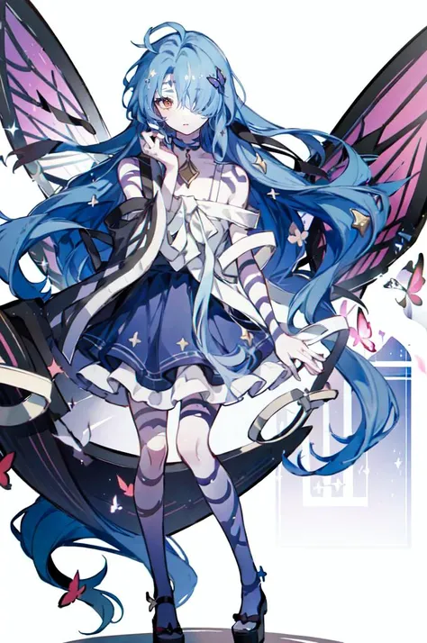 <lora:huaf2023:0.9> huaf2023, watercolor \(medium\), <lora:RtPL-Ursula:1> ursula_(riviera), long_hair, bandages, sarashi, very_long_hair, hair_over_one_eye, butterfly_wings,, ultra detailed, masterpiece, best quality, aesthetic, detailed,