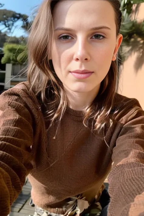 a close up selfie photo of (mbb1.2), slim face,((brown eyes)),background is a bedroom, (high detailed skin:1.2), 8k uhd, dslr, soft lighting, high quality, film grain