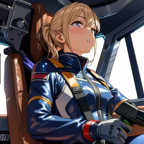 masterpiece,best quality,ultra detail, gundamwingcockpit,girl,holding joystick,seatbelt,pilot suit, shiny eyes<lora:gundamwingcockpitXL2:0.8>,upper body,