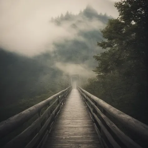 cinematic film still of  <lora:volumetric lighting:1> volumetric lighting style
a wooden bridge over a river with mountains in the background-in hazy foggy day,monochrome,outdoors,sky,cloud,tree,no humans,nature,scenery,forest,stairs,mountain,road,landscape , volumetric lighting, haze light, fog light, beam light, shallow depth of field, vignette, highly detailed, high budget, bokeh, cinemascope, moody, epic, gorgeous, film grain, grainy