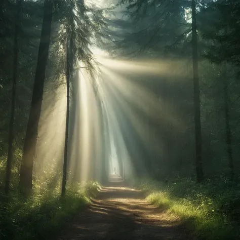 cinematic film still of  <lora:volumetric lighting:1> volumetric lighting style
a dirt road in a forest with sun shining through the trees,outdoors,day,tree,no humans,sunlight,grass,plant,nature,scenery,forest,light rays,road,dappled sunlight,path , volumetric lighting, haze light, fog light, beam light, ray light, god ray light, beam light, shaft light, crepuscular rays, shallow depth of field, vignette, highly detailed, high budget, bokeh, cinemascope, moody, epic, gorgeous, film grain, grainy
