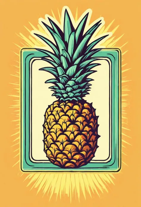 retro_tshirt, a retro pineapple, flat, frame,( square:1.1), (white outline:1.2) <lora:retro_tshirt:1>