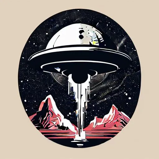 a vector digital art t-shirt design of an ufo in splash art style on a simple single color square background <lora:T-shirt_Design_v1:1>