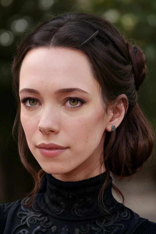 <lora:rebeccahall:0.6>,,rebeccahall, , photo of a woman, ((dark red hair, hair up, hair in bun)), ((outdoors, detailed fantasy city, turtleneck bodysuit, cape)),serious, ((dark lipstick, heavy eyeliner, heavy eye shadow, blush, goth makeup)), ((best quality, masterpiece, extreme details, high resolution):1.2),((detailed eyes, beautiful eyes, detailed face, beautiful face):1.2)