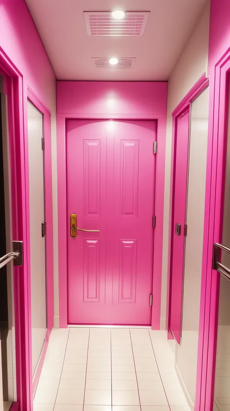 Pink colored <lora:BarbieCore:0.8> BarbieCore an elevator with each floor opening to a different landscape, (shiny plastic:0.8), (pink plastic:0.9), anime style
