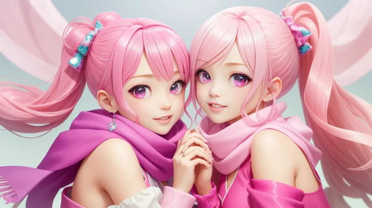 Pink colored <lora:BarbieCore:0.8> BarbieCore Scarves, (shiny plastic:0.8), (pink plastic:0.9), anime style