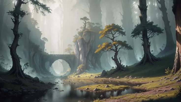 (An magical forest with a stream and tall watrerfall.:1.1), unreal engine, cinematic lighting, Conceptual art, chiaroscuro, depth of field, UHD, ((super detail, high quality, best quality, accurate, 16k)),1772Pixel-1280Pixel, Natural scenery, outside, HDR, ornate, high detail, intricate details, hyperdetailed:1.15, detailed background, Water and ink, (style of (Greg Rutkowski:1.0) and (Darek Zabrocki:0.8) and (Andreas Rocha:0.8):1.2), a detailed matte painting  <lora:conceptSceneryScene_v20:0.2> <lora:gothichorrorai_v10:0.2> <lora:wowifier_v2:0.2>