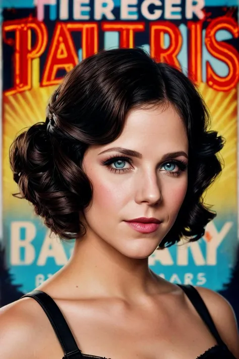 photo of (Koh_BobbiStarr:0.99), closeup portrait, perfect hair, hair upsweep updo, posing, (vintage photo, party dress), Century Camera Co. Studio, 160mm f/8, 1/10s, ISO 25, ((tintype)), (analog, film, film grain:1.3), ((on a paris street, burlesque, night, gritty)), happy, 80s, ((detailed eyes)), (colorful), ((pervpulp512:1.2)), ((poster, 1920s movie poster:1.1))