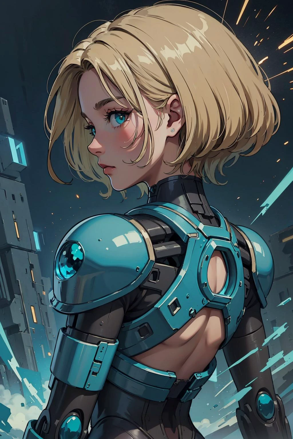 (masterpiece, top quality, best quality, official art, beautiful and aesthetic:1.2), (white outlines:1.2), <lora:detail_slider_v4:0.6>, <lora:colorize:0.5>,
<lora:GoodHands-beta2:0.8>,
(1man, old swedish male:1.2), wise, teal eyes, yellow hair, fade with beard,
portrait, solo, from back, back view, turning around, upper body, looking at viewer, detailed background, detailed face, (<lora:BrutalistTech:0.6>, cement, brutaltech theme:1.1), dynamic pose, glass-cyborg, (made of glass:1.1), translucent, glass construct, champion, gemstone armor, clean glass, magical patterns, mystic power, magical sparks, reflections, wind, crater in background, epic atmosphere,