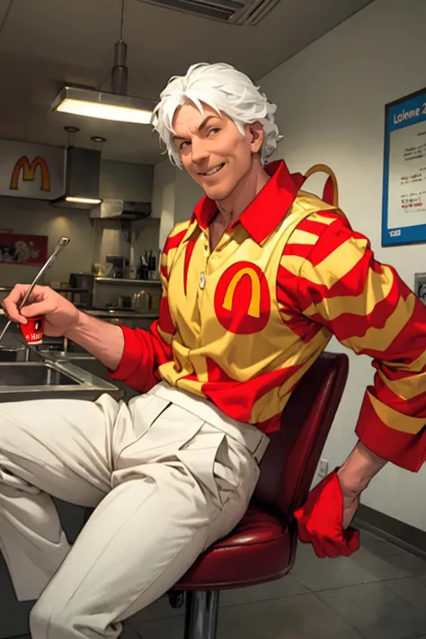 best quality, Mature male, Mid-range, <lora:ARWRonaldMcdonald:.8> ronaldmcdonald