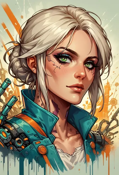 score_9_up score_8_up score_7_up, best quality, masterpiece, looking at viewer, portrait, ciri, <lora:Neon_Splash_Art_for_Pony:0.7>, mad-cbrpnksplshrt, emotionless, cyberpunk