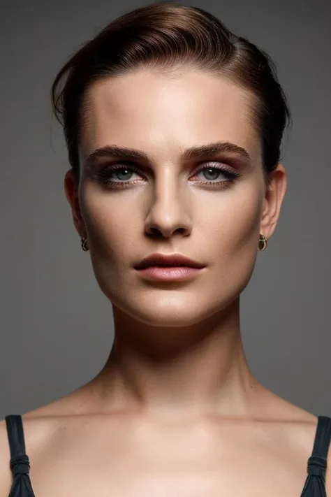 full color portrait of woman, (nude:1.0), (oiled shiny skin:1.0), (face focus:1.0), close up, (slick_undercut_hair:1.0), titled pose, titled angle,
masterpiece, best quality, sharp focus, highres 8k uhd, ultra-detailed, rim light, grey background,
<lora:Rachel_W:0.7>