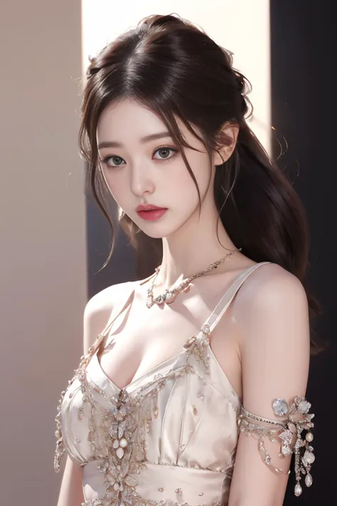 (masterpiece, best quality, 8k, RAW photo, beautiful and aesthetic:1.2),  complex detail, Indirect light, photorealistic,
((woman:1.5)), Luxauly_outfit/luxioryfashion,
 <lora:00One00:1> ihaveJANG,