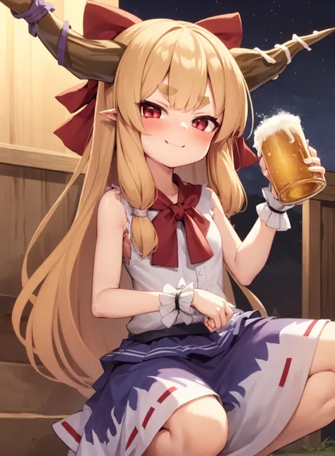 score 9, score 8 up, score 7 up, rating questionable,
detailed background,
<lora:suika.pony:1>
suika,
wide hips, shiny skin,
heavy blush, drunk,