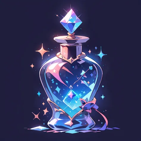 game icon institute, game icon, bottle, brilliant diamond in a bottle, sparkle, black background  <lora:game%20icon%20institute_yanjiusuopingzi_v3-000020:0.8>
