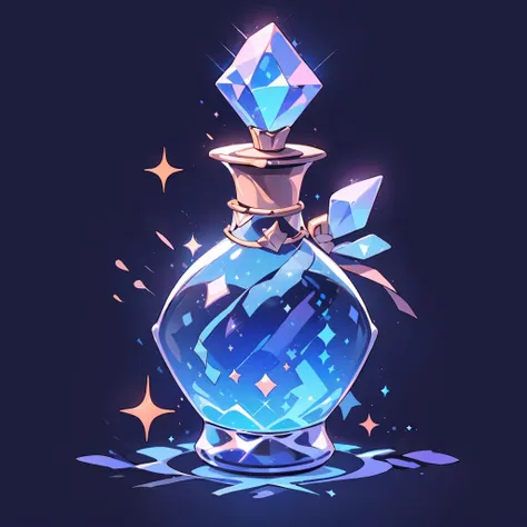 game icon institute, game icon, bottle, brilliant diamond in a bottle, sparkle, black background  <lora:game%20icon%20institute_yanjiusuopingzi_v3-000020:0.8>