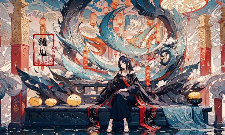 illustrations,guochao
Calligraphy, cloudDark blue, cyan, lotusGolden line
<lora:guochao_20231107061426:0.8>
