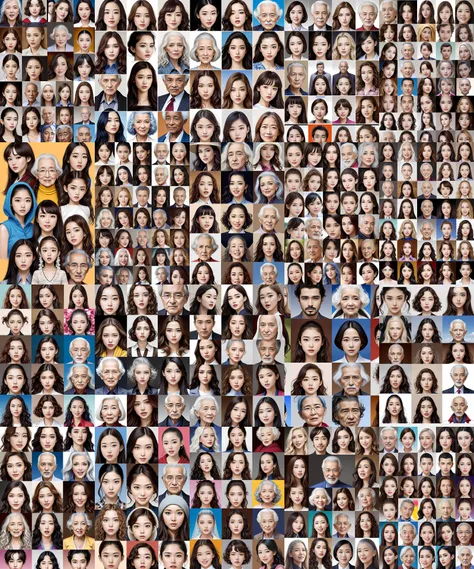 Absolute variety grotesque, Free hyperemotional self-expression regarding endless accurate pictorial collage of your different portraits in different styles, use your imagination, evenly mix females and males of all ages and races in same proportions, (Asians) and Europeans and Africans and Latinos, don't forget to add some kids and (((old) people)), all faces and pictures must be different, use all spectre of your different emotions from happiness to anger, do what you want and how you want, old people and kids don't forget them but keep variety balance