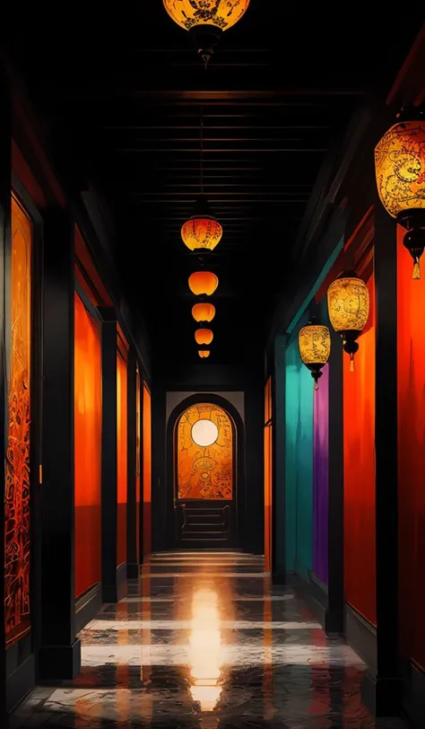 Abstract, 8K, photo shot from front, mid-body portrait, highly-detailed, (flat color:1.1),(colorful:1.3),(masterpiece:1.2), best quality, masterpiece, original, extremely detailed wallpaper, looking at viewer, oriental city,eastern architecture,a lot of details,mysterious expression, in a modern and abstract setting, with bold and colorful abstract art, blurred background, bright lighting,, acrylic painting,movie studio (analog film:1.3) (vhs movie),oil painting, Dramatic lighting, eterea , high quality print, fine art with subtle redshift rendering