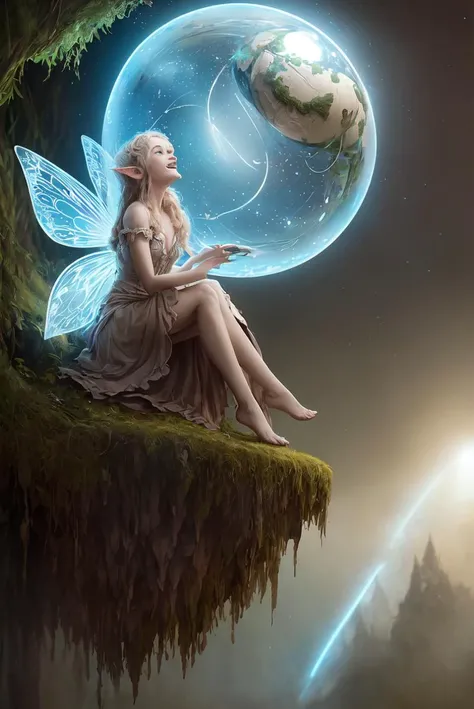 Extreme quality sharp and wide focus photography in emotion tension darkness grotesque hyper realism style of happy Gollum firefly fairy elf beautiful woman vintage petticoat ((inside)) multiple (borderless) transparent pure air un isolated Universes, hovering inside Universes, surrounded by different worlds, goes where she wants and does what she wants, HDR, art academy eyes, large-scale compositing. FREEDOM