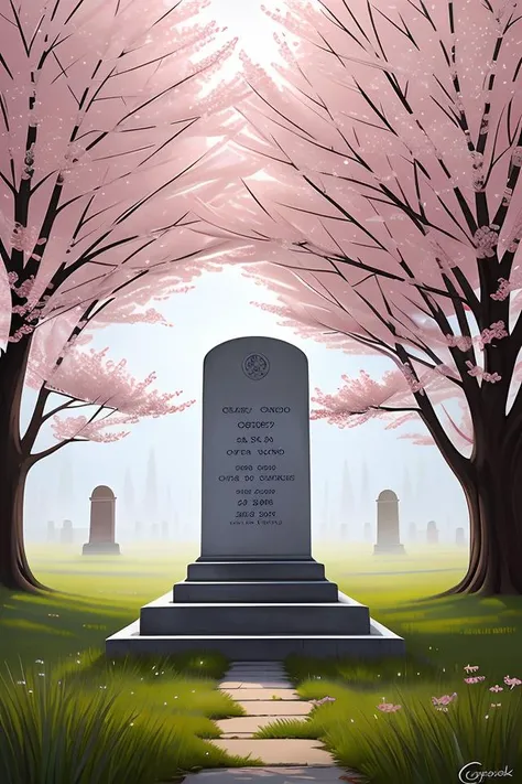 A painting of the Grave of cherry blossoms trending on artstation in the style of Greg Rutkowski