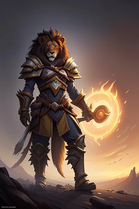 a lion warrior, yellow theme, bright art masterpiece artstation. 8 k, sharp high quality artwork in style of jose daniel cabrera pena and greg rutkowski, concept art by tooth wu, blizzard warcraft artwork, hearthstone card game artwork, lion - head warrior