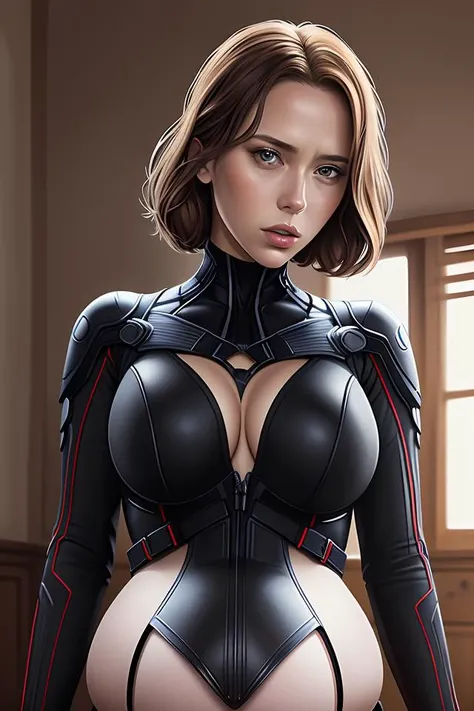 pregnant black widow, realistic portrait, symmetrical, highly detailed, digital painting, artstation, concept art, smooth, sharp focus, illustration, movie screencap